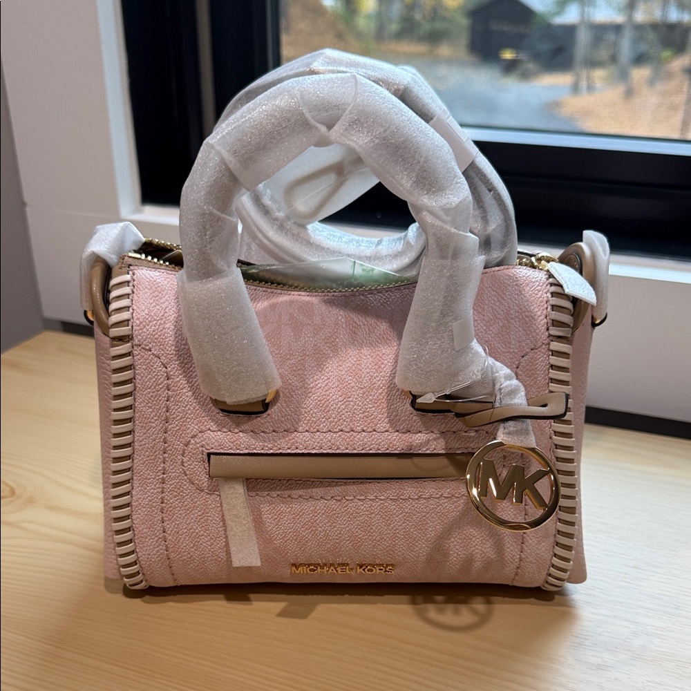 New! Michael Kors Blush Pink Mini Satchel with Gold Accents